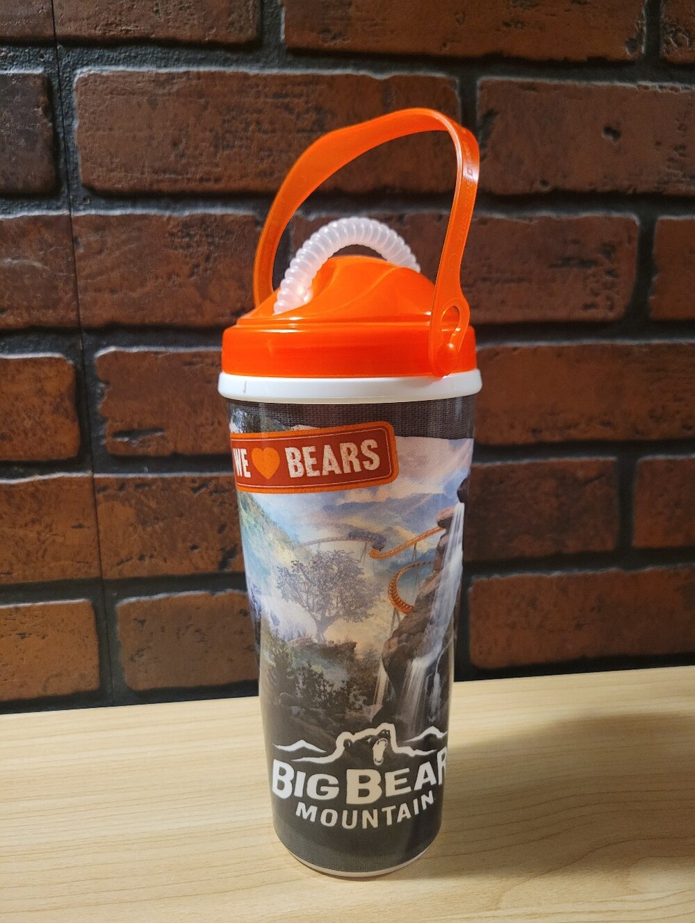 Dollywood Big Bear Mountain Roller Coaster Souvenir Drink Cup with Lid and Straw